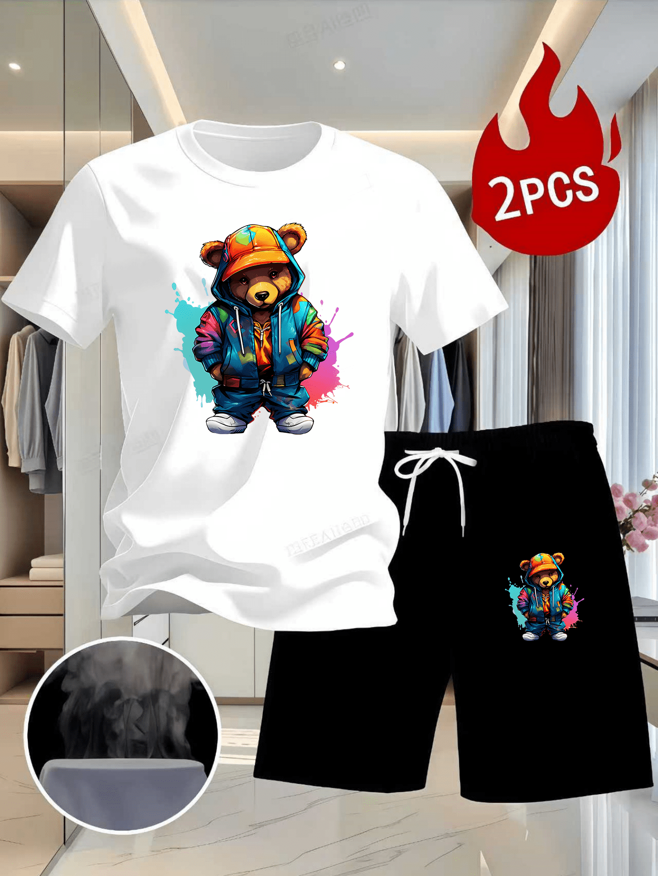 Men Summer 2Pcs High Street Tr - Outdoor Sports Outfit ulasan dan harga