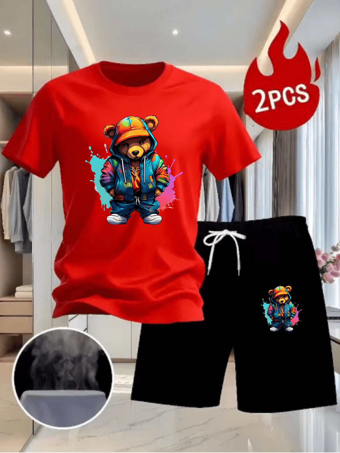 Men Summer 2Pcs High Street Tr - Outdoor Sports Outfit ulasan dan harga